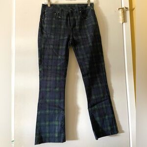 Betty Lin/ R13 Crop Flare Tartan Blue kick fit Plaid Pants Size 4